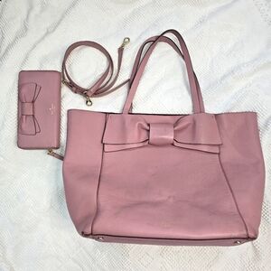 Kate Spade Pink Bow Tote Bag and Wallet Set